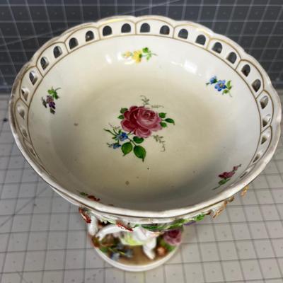 Piece of Antique Dresden Around the May Pole Footed Bowl 
