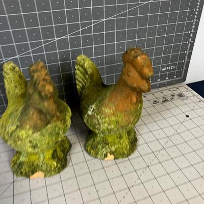 2 Terra Cotta Chickens 