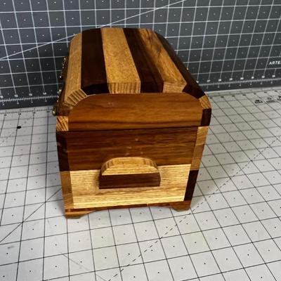 NEAT Hand Crafted Wood Box that is Green Velvet Lined 