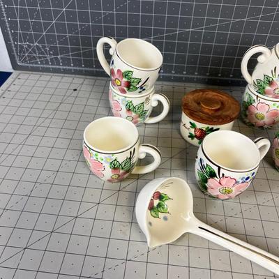 Cute Floral Mugs & Ladle 
