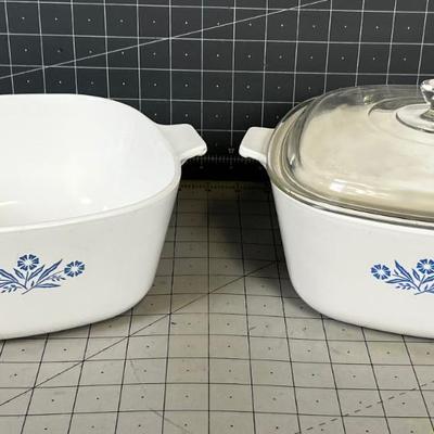 2 Pieces of Corning Ware Blue Cornflower 1 Lid