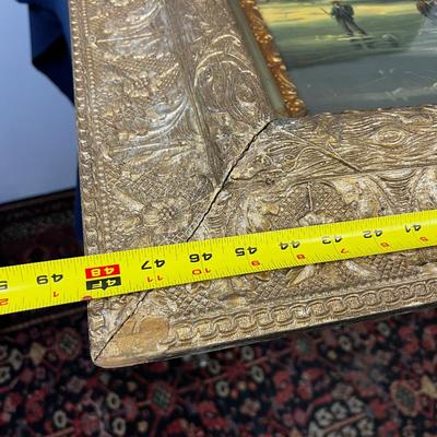 Antique Framed Litho Graph of Dutch Winter Scene