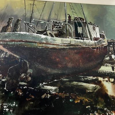 A FRANCIS SELLERS Water Color of Boat  