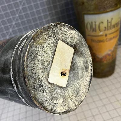 Old California Sap Can Platter Vases TIN