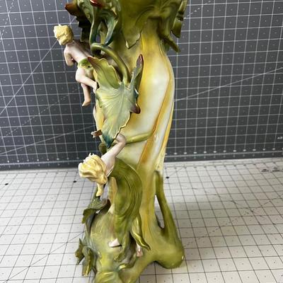 Saxony Art Nouveau Vase with Cherubs and women 