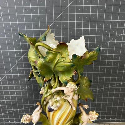 Saxony Art Nouveau Vase with Cherubs and women 