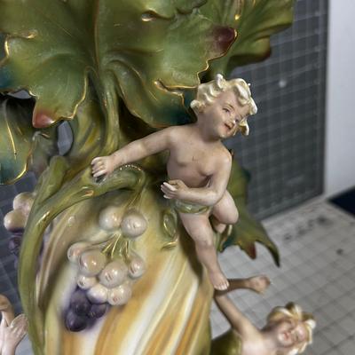 Saxony Art Nouveau Vase with Cherubs and women 