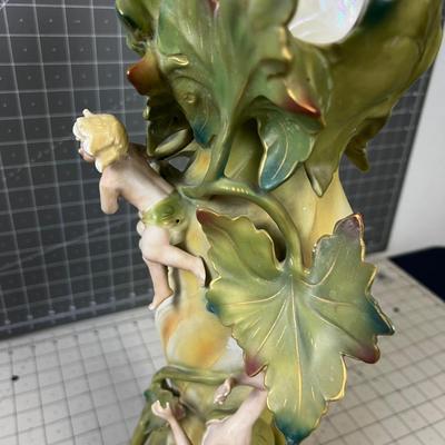 Saxony Art Nouveau Vase with Cherubs and women 