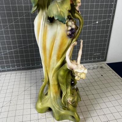Saxony Art Nouveau Vase with Cherubs and women 