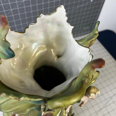 Saxony Art Nouveau Vase with Cherubs and women 
