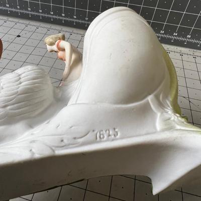 Woman and Swan Cornucopia Vase 