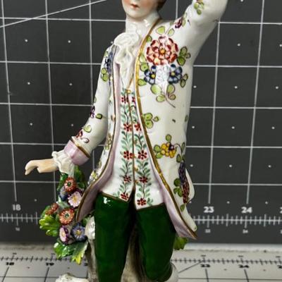 Dresden  Figurine Fancy Coat man with Lamb