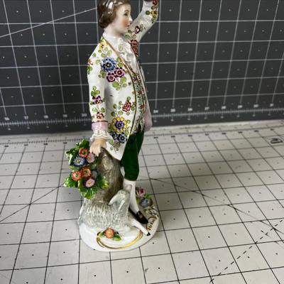 Dresden  Figurine Fancy Coat man with Lamb