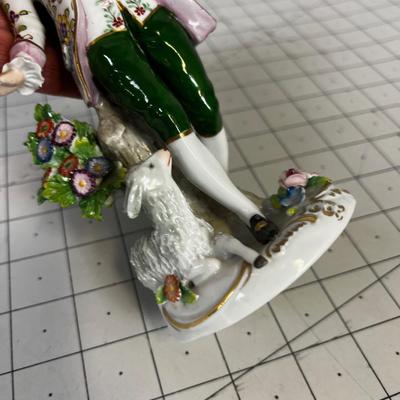 Dresden  Figurine Fancy Coat man with Lamb