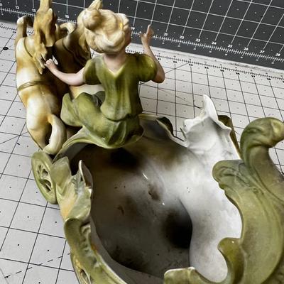 Saxony Art Nouveau Cart with Horses 