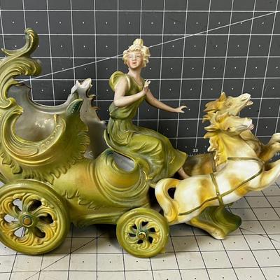 Saxony Art Nouveau Cart with Horses 