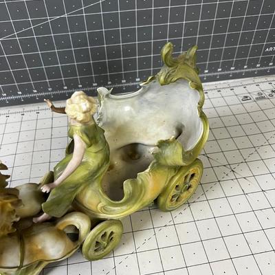 Saxony Art Nouveau Cart with Horses 