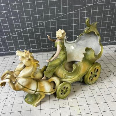 Saxony Art Nouveau Cart with Horses 