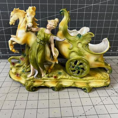 Saxony Art Nouveau Cart with Horses 