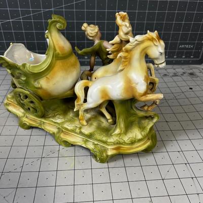 Saxony Art Nouveau Cart with Horses 