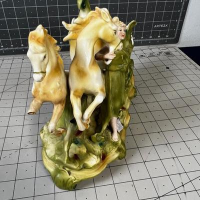 Saxony Art Nouveau Cart with Horses 