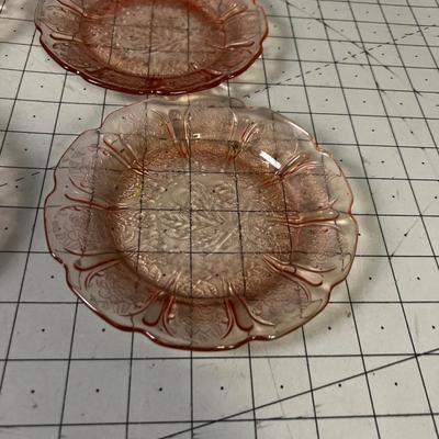 Pink Depression Glass Demitasse 4 Plates & 2 Cups