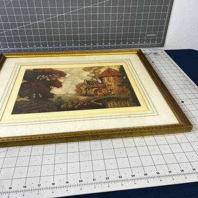 Signed European Lithograph of Sheepherder