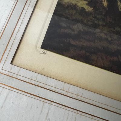 Signed European Lithograph of Sheepherder