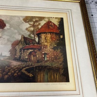 Signed European Lithograph of Sheepherder