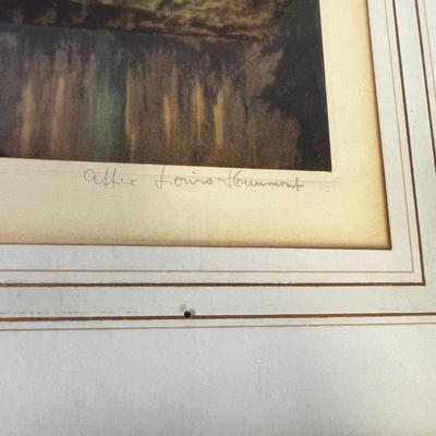 Signed European Lithograph of Sheepherder