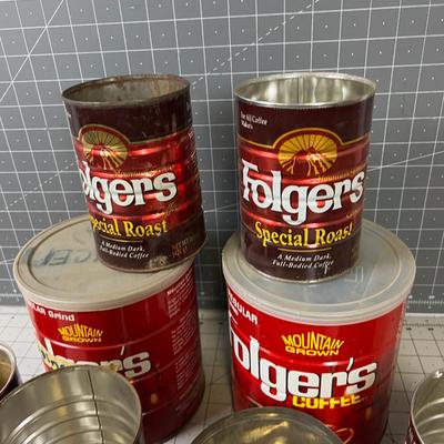Coffee Cans: Shillings, Folgers Plus Planters Nuts Tin
