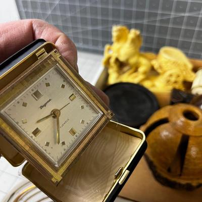 Tray of Stuff: Bookends, Lights, Sculpture, Vase Crystal etc.