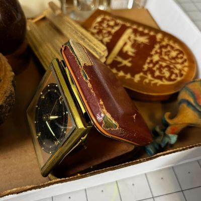 Tray of Stuff: Bookends, Lights, Sculpture, Vase Crystal etc.