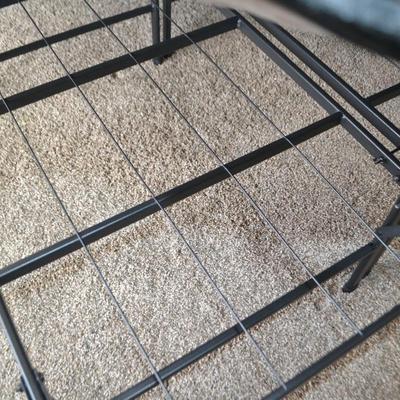 LOT 39. FULL SIZE MATTRESS AND METAL FRAME BASE