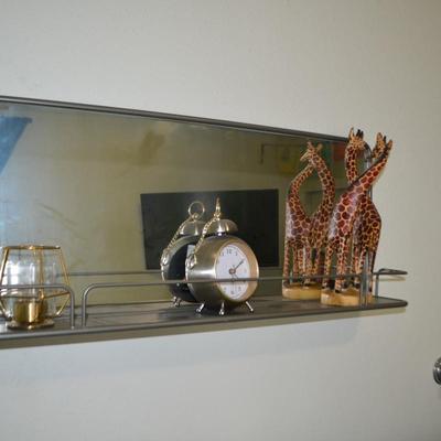 LOT 45. WIDE SHELF WITH DECOR ITEMS