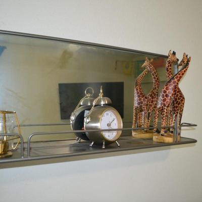 LOT 45. WIDE SHELF WITH DECOR ITEMS