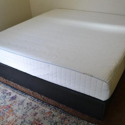 LOT 61. KING SIZE PLATFORM BED WITH SIX DRAWERS AND MATTRESS