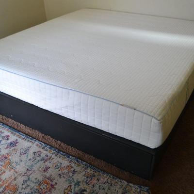 LOT 61. KING SIZE PLATFORM BED WITH SIX DRAWERS AND MATTRESS