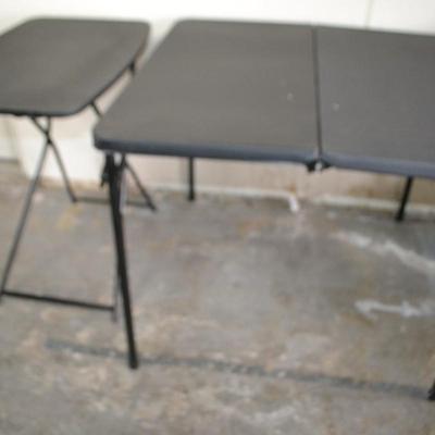 LOT 92. FOLDING CARD TABLE AND SMALL FOLDING TABLE