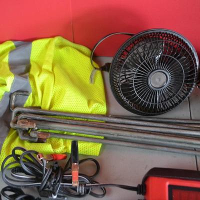 LOT 140. BATTERY CHARGER, MISC ITEMS