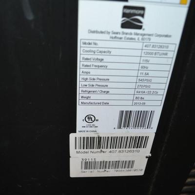 LOT 144. KENMORE PORTABLE AC UNIT