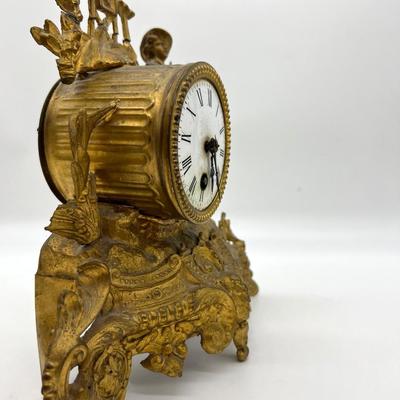 Antique  French Gilt Figural Mantle Clock *READ Details
