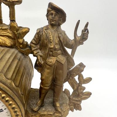 Antique  French Gilt Figural Mantle Clock *READ Details