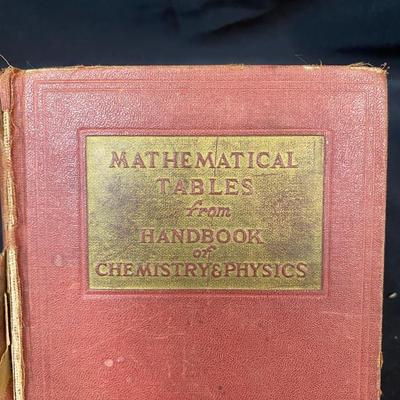 Pair of Antique Vintage Mathematics Books for Chemistry & Physics Higher Learning Tables