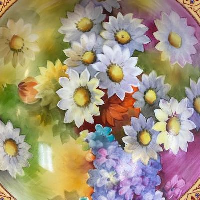 Beautiful Hand Painted Noritake Colorful Floral Bowl Dish with Handles