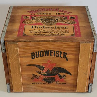 LOT 47: Wooden Box/ Crate with Budweiser Logo and Magnetic Lid