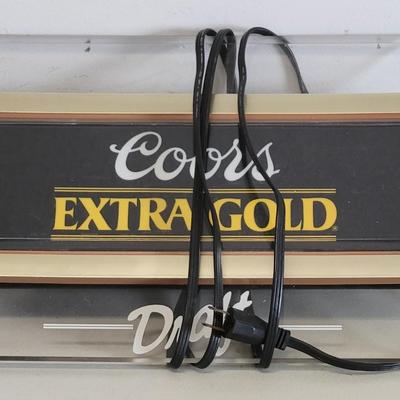 LOT 49: Coors Extra Gold Beer Light / Sign - Works!