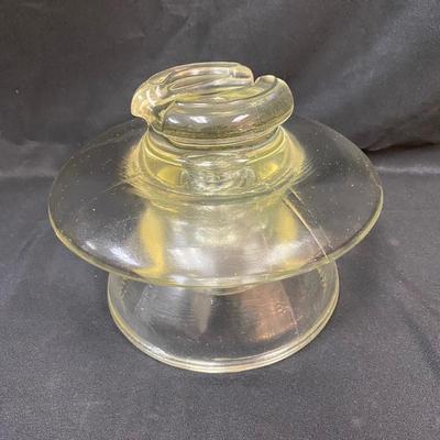 Vintage Large Corning Pyrex Glass Power Line Insulator Cap Yellow Tint Mushroom Shape