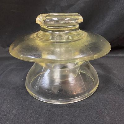 Vintage Large Corning Pyrex Glass Power Line Insulator Cap Yellow Tint Mushroom Shape