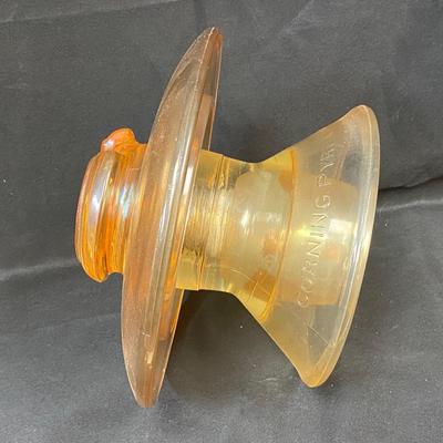 Large Vintage Corning Pyrex Marigold Luster Carnival Glass Power Line Insulator Cap #441